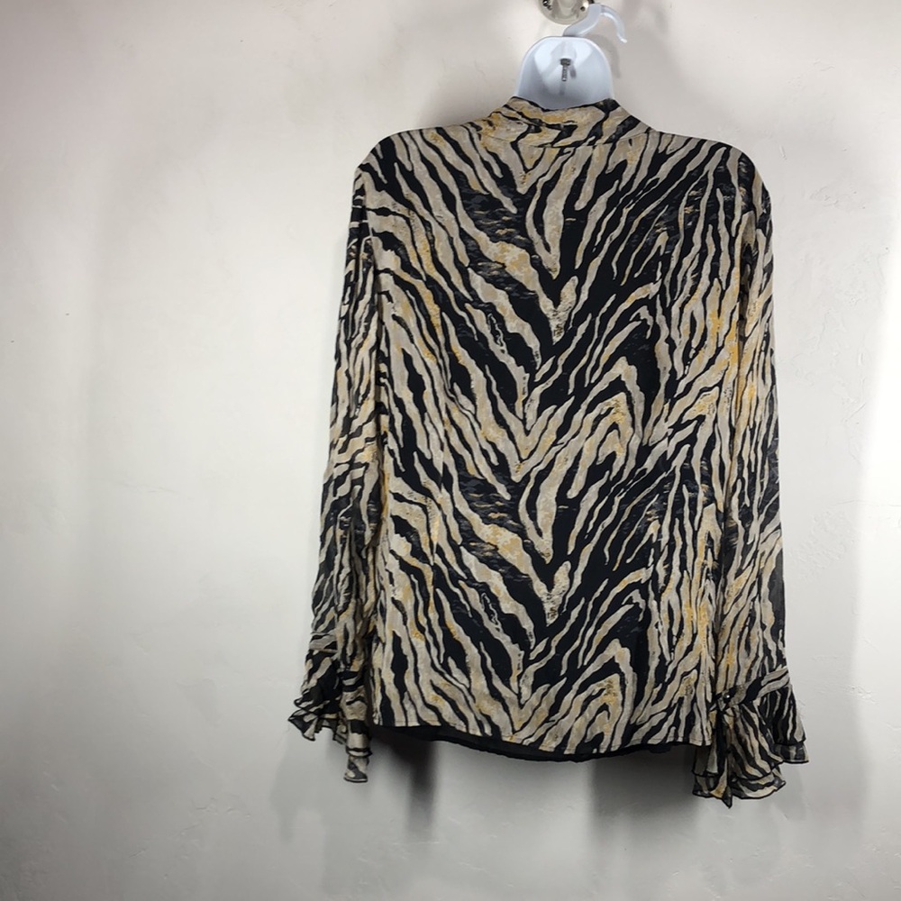 Coldwater Creek Zebra Print Silk Blouse Size Large - image 6